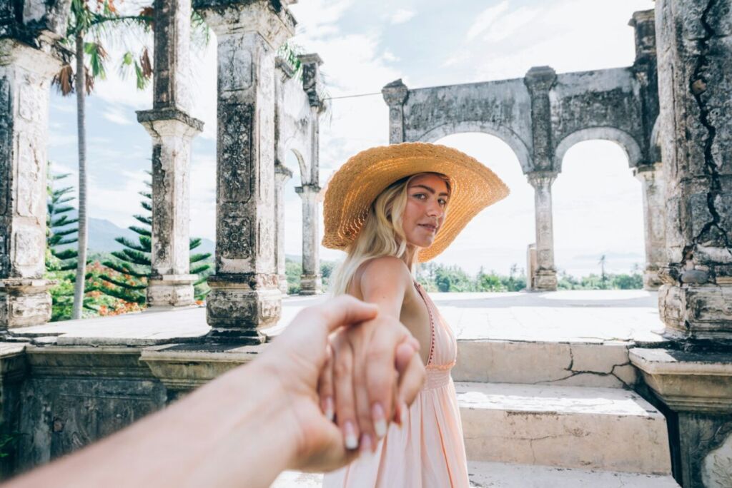 Beautiful girl at Water Palace in Bali
