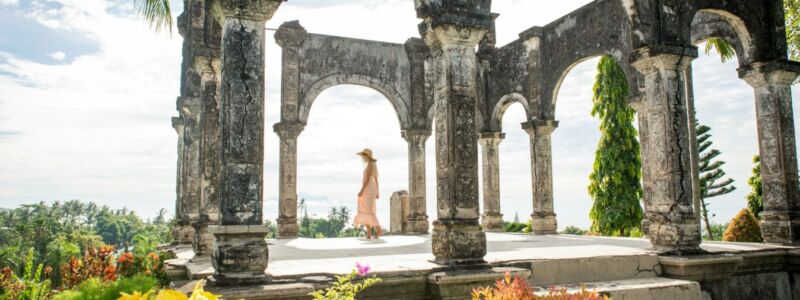 Beautiful girl at Water Palace in Bali