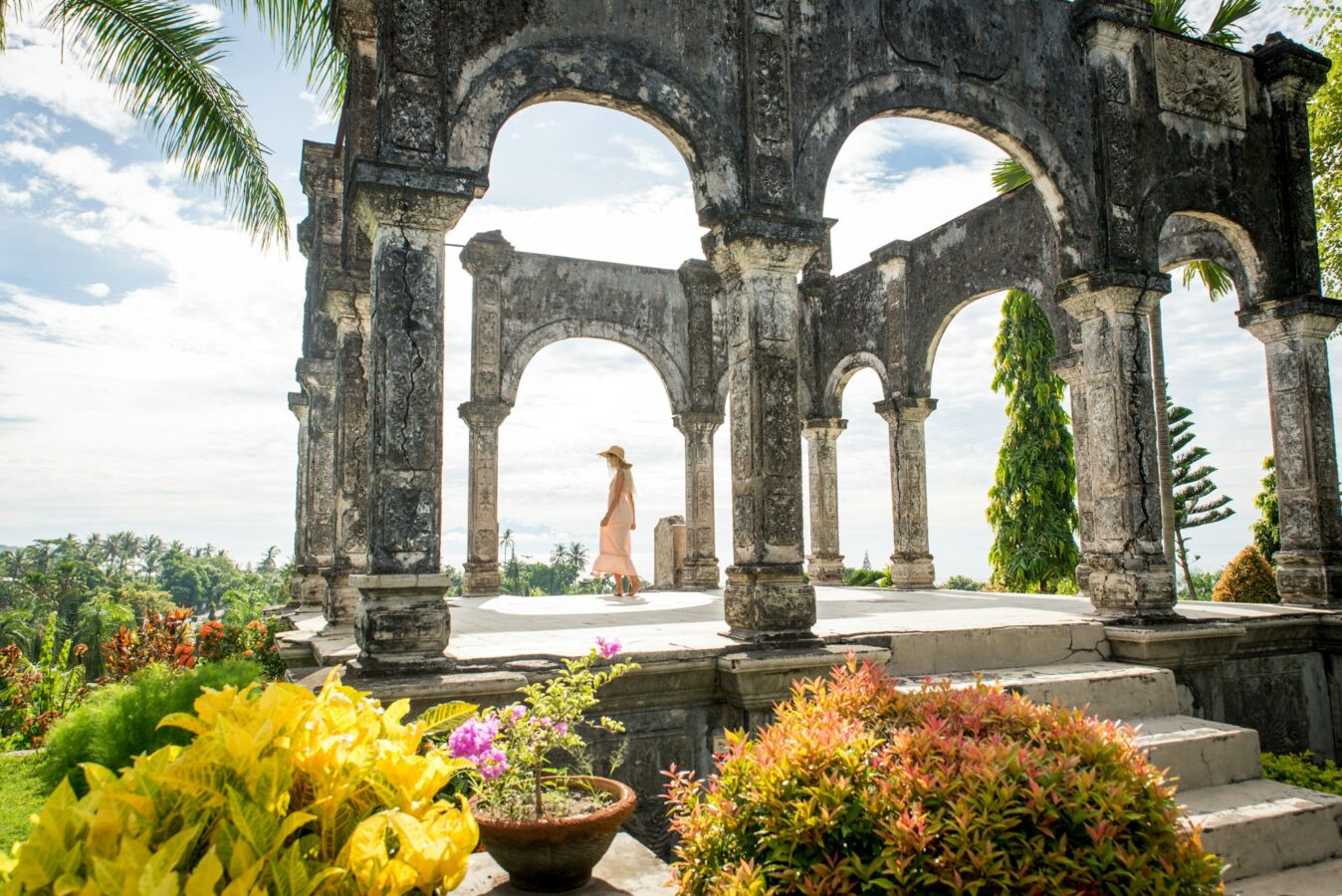 Beautiful girl at Water Palace in Bali